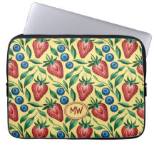 Motif personnalisé fraise myrtille sur fond jaune