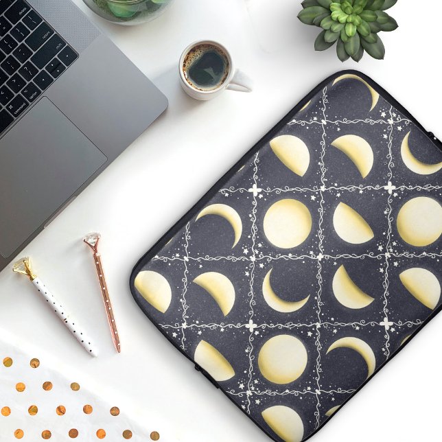 Housse Pour Ordinateur Portable Motif Phases de lune céleste (Moon Phases Laptop Sleeve)