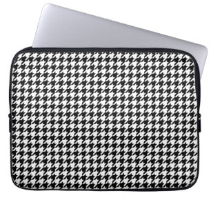 Housse Pour Ordinateur Portable motif pied-de-poule noir et blanc