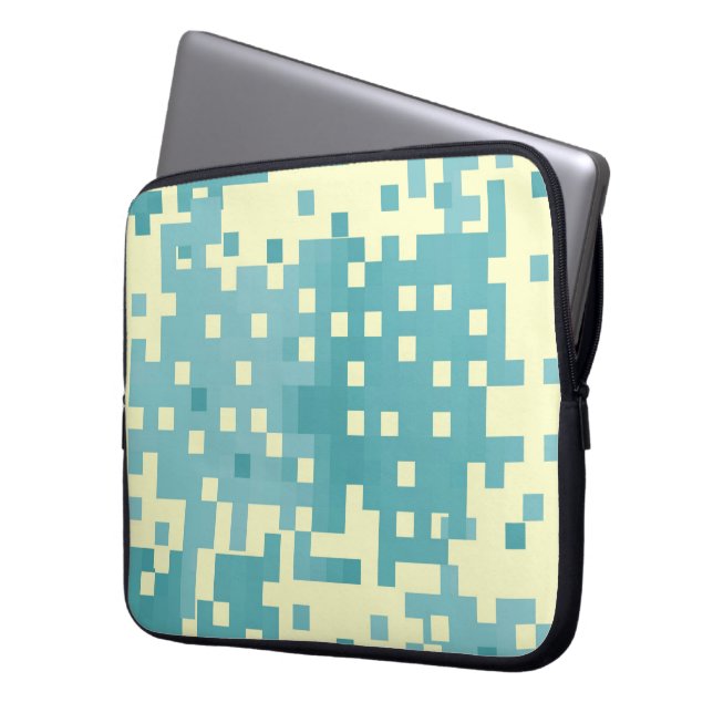 Housse Pour Ordinateur Portable Motif Pixel bleu et cyan (devant gauche)