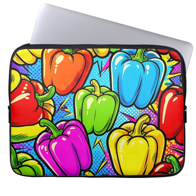 Housse Pour Ordinateur Portable Motif Poivrons Pop Art (Devant)