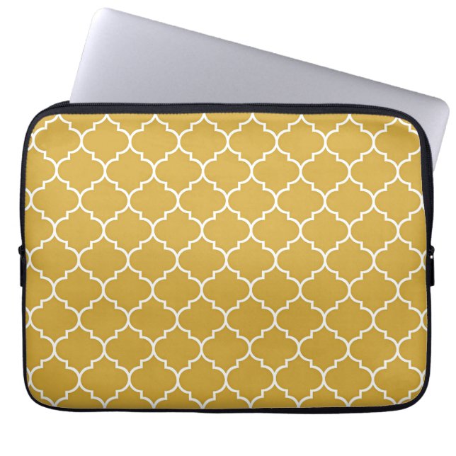 Housse Pour Ordinateur Portable Motif Quatrefoil Or (Devant)