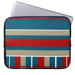 Housse Pour Ordinateur Portable Motif rayé blanc bronzage frais de rouge bleu