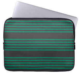 Housse Pour Ordinateur Portable Motif rayé de la forêt verte et du charbon de bois