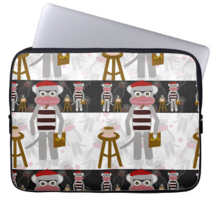 Housse Pour Ordinateur Portable Motif rayé de singe de Beatnik