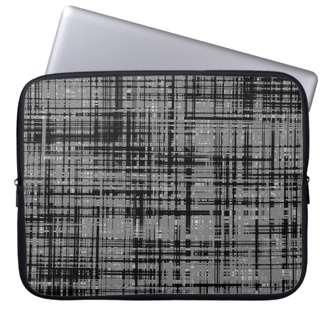 Housse Pour Ordinateur Portable Motif rayé noir blanc gris (Devant)