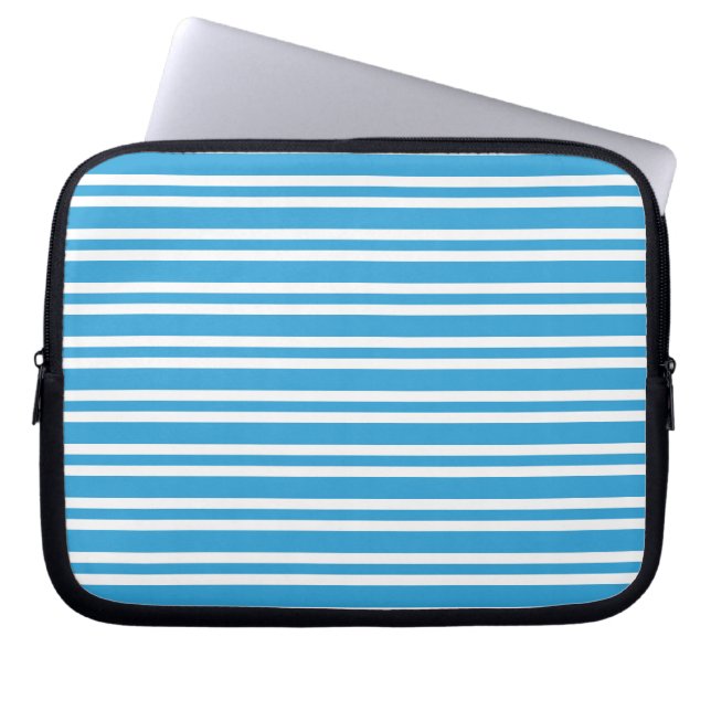 Housse Pour Ordinateur Portable Motif Rayures Bleu Blanc (Devant)