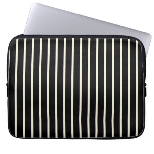 Housse Pour Ordinateur Portable Motif rayures verticales noir et blanc classique