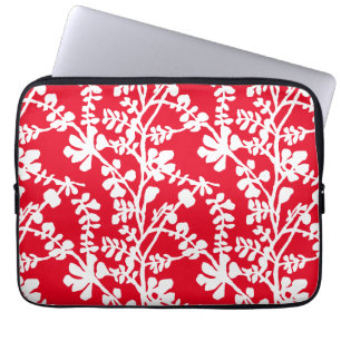 Housse Pour Ordinateur Portable Motif répété Floral Rouge Et Blanc