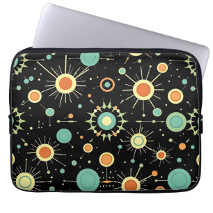 Housse Pour Ordinateur Portable Motif Rétro Atomique en Étoile du Milieu du Siècle