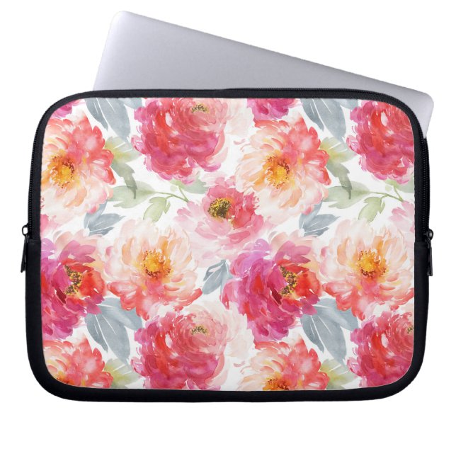 Housse Pour Ordinateur Portable Motif rose Aquarelle Peony (Devant)