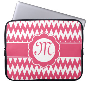 Housse Pour Ordinateur Portable Motif rose Chevron & Fleur Monogram