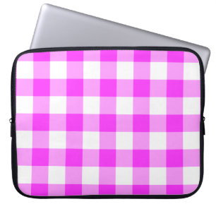 Housse Pour Ordinateur Portable Motif rose et blanc En vichy
