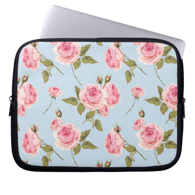 Housse Pour Ordinateur Portable Motif rose et Pois (Devant)