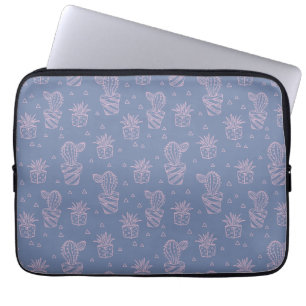 Housse Pour Ordinateur Portable Motif rose et pourpre de cactus de bande dessinée
