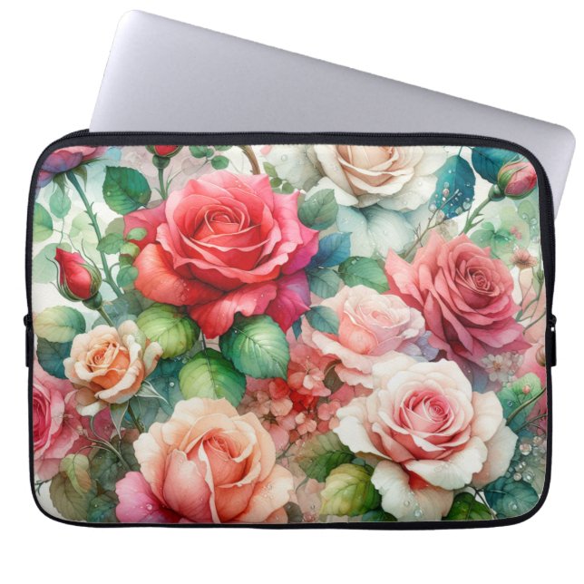 Housse Pour Ordinateur Portable Motif Rose Fantaisiste (Devant)