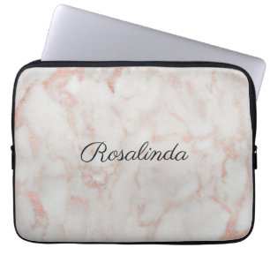 Housse Pour Ordinateur Portable Motif rose Or et blanc Faux Parties scintillant