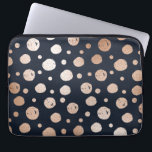 Housse Pour Ordinateur Portable motif rose or et points noirs<br><div class="desc">Arrière - plan moderne et tendance noir avec des points de tons beiges et cercles motif.</div>