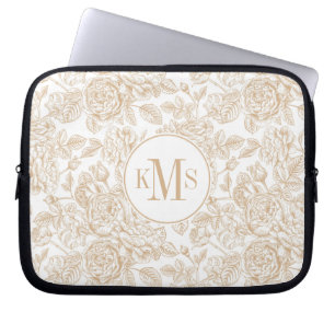 Housse Pour Ordinateur Portable Motif Rose Vintage beige