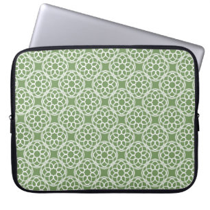 Housse Pour Ordinateur Portable Motif Sage Green White géométrique sans couture