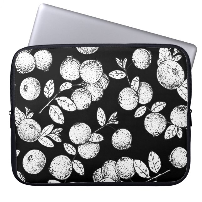 Housse Pour Ordinateur Portable Motif sans couture avec canneberge. Dessin à main (Devant)