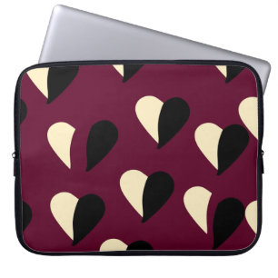 Housse Pour Ordinateur Portable Motif sans couture avec coeur noir et blanc. St Va