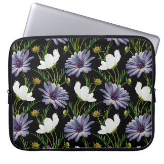 Housse Pour Ordinateur Portable Motif sans couture avec cosmos blanc et marguerite