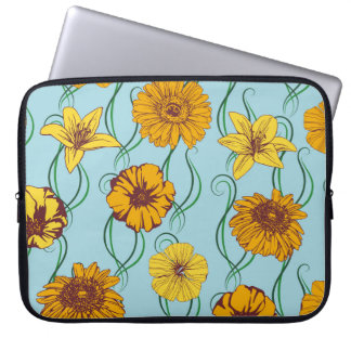 Housse Pour Ordinateur Portable Motif sans couture avec des fleurs orange rose sau