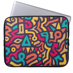 Housse Pour Ordinateur Portable Motif sans couture avec des formes courbes de graf