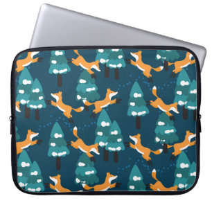 Housse Pour Ordinateur Portable Motif sans couture avec différents mignons renards