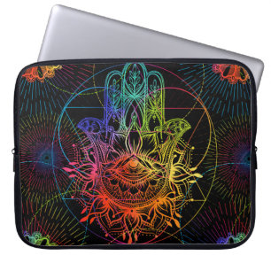 Housse Pour Ordinateur Portable Motif sans couture avec hamsa orné dessiné à la