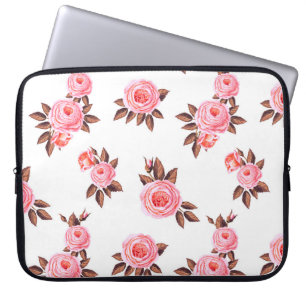 Housse Pour Ordinateur Portable Motif sans couture avec rosesbeautiful, noir