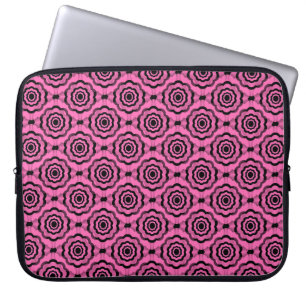 Housse Pour Ordinateur Portable Motif sans couture de fleurs roses et noires