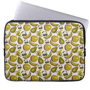 Housse Pour Ordinateur Portable Motif sans couture de fruits tropicaux jaune et bl