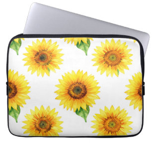 Housse Pour Ordinateur Portable Motif sans couture de tournesol aquarelle lumineux
