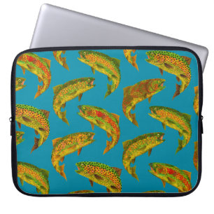Housse Pour Ordinateur Portable Motif sans couture de truite arc-en-ciel de la feu