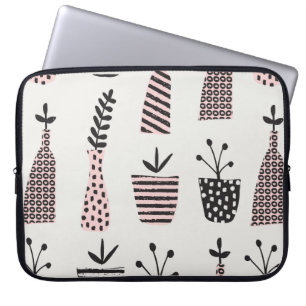 Housse Pour Ordinateur Portable Motif sans couture dessiné à la main avec plantes