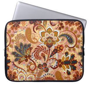 Housse Pour Ordinateur Portable Motif sans couture Paisley avec des fleurs dans l'