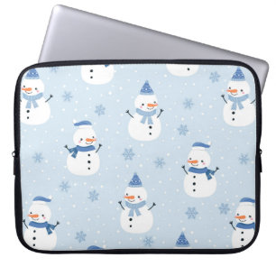 Housse Pour Ordinateur Portable Motif sans couture Snowman, arrière - plan d'hiver
