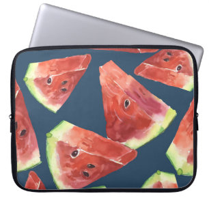 Housse Pour Ordinateur Portable Motif sans couture. Tranches de pastèque aquarelle