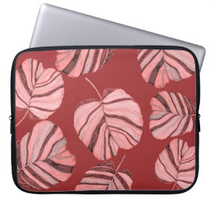 Housse Pour Ordinateur Portable Motif sans faille créative avec feuilles tropicaux