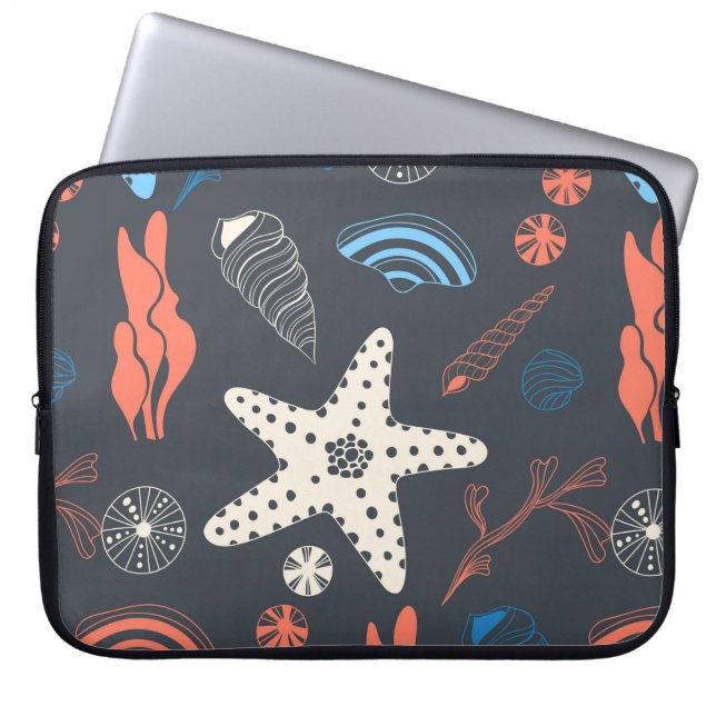 Housse Pour Ordinateur Portable Motif sans joint avec coquillages (Devant)