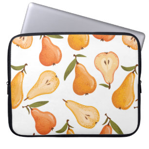Housse Pour Ordinateur Portable Motif sans joint de poires jaunes, tranche de poir