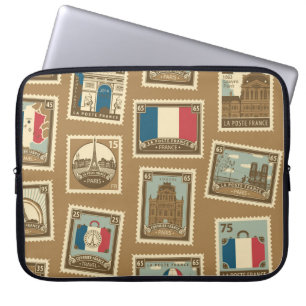 Housse Pour Ordinateur Portable motif sans soudure avec timbres-poste sur le thème