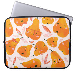 Housse Pour Ordinateur Portable Motif sans soudure d'été avec poires orange. Fu