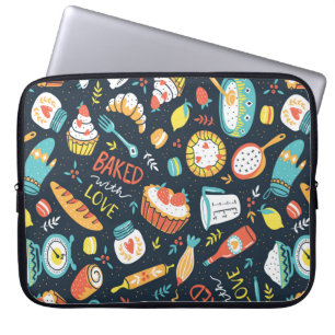 Housse Pour Ordinateur Portable Motif sans soudure rétro boulangerie avec points e