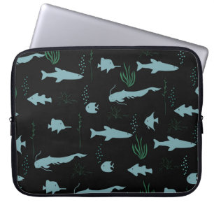 Housse Pour Ordinateur Portable motif sous-marin Abstrait avec poissons et algues