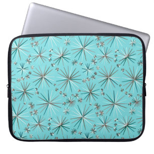 Housse Pour Ordinateur Portable Motif Spoutnik du milieu du siècle, Bleu des Oeufs