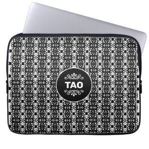 Housse Pour Ordinateur Portable Motif Tao abstrait élégant en noir et blanc