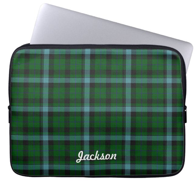 Housse Pour Ordinateur Portable Motif Tartan vert et bleu (Devant)